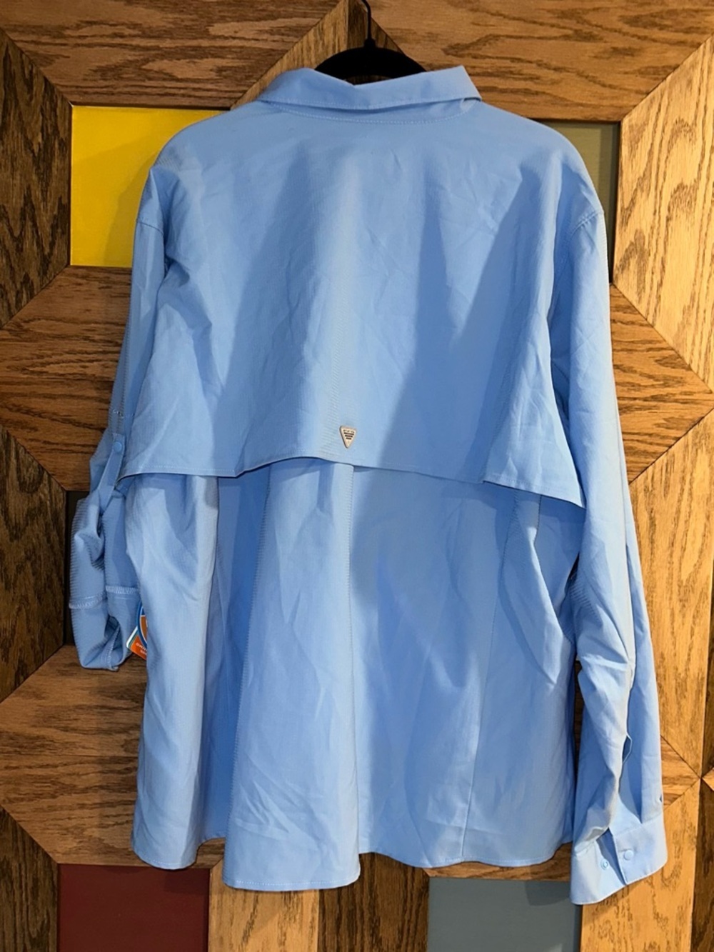 NWT Columbia PFG Evinrude Logo Tamiami II Blue Long Sleeve Shirt Women’s 3X - Picture 2 of 8